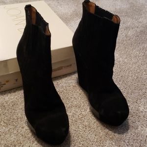 Joan & David Suede Wedge Ankle Boots